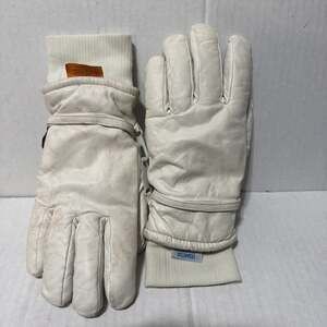 Vintage KOMBI Ladies Off White LEATHER Thermolite Waterguard Ski Snow Gloves M